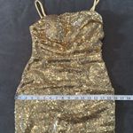 Women’s Gold Sequined Short Homecoming Dress Ruffle Hem Corset Back Size 4 NWOT Photo 9