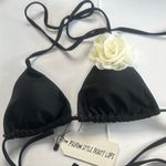 NWT Sporlike Black and Cream 3D Flower Floral Triangle Bikini Top Size Small Photo 2