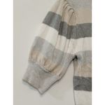 Tahari Women's Sweater Pastel Striped Bubble Cuff Sleeves Gray Pink Sz Medium Photo 2