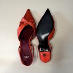 ZARA  Satin Kitten Heel Slingback Women's Size EU 36 Orange Photo 3
