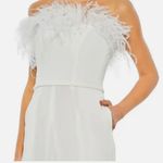 Mac Duggal  Ivory Jumpsuit with Feather Accents Photo 1