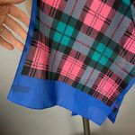 Vintage Plaid Scarf Rectangular‎ Long Blue Pink Teal Black 12" x 53" Classic Photo 3