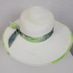 Sun n Sand Womens Sun Hat White Green Tie Dye Ribbon Trim Wide Brim Beach Summer Photo 46