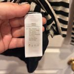 Fossil  Black Beige Striped Long Sleeve Top V Neck Casual Blouse Medium Silk Wool Photo 5