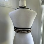Italian Earthy Handmade Knit Halter Bralette Crop Tank Top Brown Boho Crochet Size M Photo 4