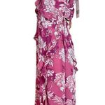 ZARA  Maxi Dress Printed Ruffles Floral Pink Sleeveless Chiffon V-Neck Large NWT Photo 12
