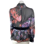 Ted Baker Neeveh Ladder Black Floral Velvet Trim Long Sleeve Blouse Top Size 8 Photo 2