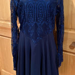 Altar'd State Alter’d State navy blue lace, long-sleeve, fit-and-flare mini dress women’s L Photo 0