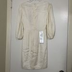 NEW! BCBG MaxAzria Women's Dotted Satin Ruched off white v-Neck Mini Dress $318 Photo 5