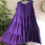 Purple loose babydoll cottagecore maxi ruffle tiered sleeveless dress with button front Size XL Photo 0