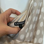 EXPRESS  Polka Dot Faux Wrap Dress White Beige Tan Casual Party Work Sz 2 Photo 3