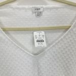 J.Crew  V Neck Clip Dot Top Blouse Cotton Blend Long Sleeve White Large NWT Photo 3