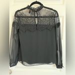 Lipsy London  Black Sheer Lace Blouse Size US 2 Photo 7