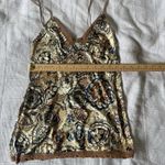 Vtg Weavers Girl Camisole M Boho Floral Lace‎ Trim Y2K Retro Tank Top Babydoll Brown Size M Photo 3