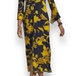 CAbi  Navy Yellow Midnight Bell Sleeve Midi Mesh 3/4 Sleeve Dress - Size Medium Photo 2