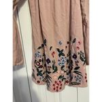 Altar'd State  Dusty Rose Pink Embroidered Bell Sleeve Tunic Blouse With Elastic N Photo 2