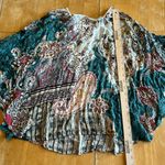 Chico's  Womens Poncho top size L/XL Floral paisley Blue boho tropical lightweight Photo 5