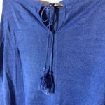 Talbots Petites 100% Linen Sweater MP Blue Lightweight Knit 3/4 Sleeve Pullover Photo 2