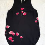 Wilfred Aritzia Black Floral Sleeveless Blouse XXS - Red Poppy Print Photo 0