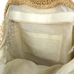 Woven Straw Oval Hobo Shoulder Purse Bag Tan Ivory Beach Travel Zip Closure Photo 11