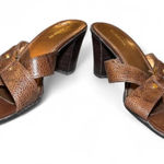 Liz Claiborne  Lucy Brown Leather Mule Heels Slide Sandals Size 8.5 M Photo 0