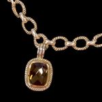 Sterling Silver Artisan Cushion Cut Smokey Topaz  Rope Cable Link Necklace Photo 14