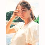 Free People  Kitty Tee Ivory Cropped Puff Sleeve Bow Front Cottagecore Top Size S Photo 2