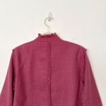 LOGO By Lori Goldstein [LOGO Lori Goldstein] Pink Tweed Gold Button Front Fray Hem Lady Jacket Size XS Photo 4