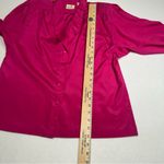 Liz Claiborne Vintage Fuchsia Satin Blouse Long Sleeve Button Up V-neck Size 6 Photo 8