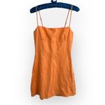 Aritzia  Sunday Best Quaint Linen cotton mini square neck mini dress orange sz XS Photo 6