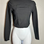 LASLULU Black Long Sleeve Fitted Athletic Crop‎ Top Activewear Womens Size S Photo 0