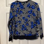 Kate Spade Hibiscus Stripe Ruffle Pullover Sweater Size Medium Photo 6