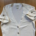 Herman Geist Woman Long Line Waffle Knit Cardigan SZ 3X Short Sleeve Cream Class Photo 7