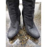 Veira Knee High Boots Womens 8 Black Solid Suede Round Toe Block Heel Side Zip Photo 1