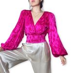 NEW Ronny Kobo Eugenia Eugina Silk Puff Sleeve Blouse Top fuchsia pink sz XS Photo 5