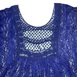 Deb Poncho Blouse Top Blue Wide Cut Lace Accent Cutout Back XL Size 1X Photo 1