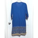Rini Blue Embroidered Boho Tunic Dress XL Cotton V Neck 3/4 Sleeve Hippie Photo 3