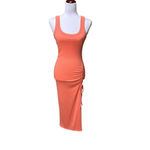 l*space NWOT L* Sandpiper Ribbed Midi Dress Fusion Coral Size Extra Small Side Slit Photo 2