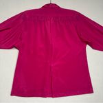 Liz Claiborne Vintage Fuchsia Satin Blouse Long Sleeve Button Up V-neck Size 6 Photo 2
