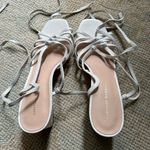 Loeffler Randall Women's Libby Ankle-Wrap White Leather Sandals | 9.5 Photo 6