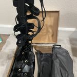 Free People NWT  Sun Chaser Tall Black Leather Gladiator Sandals Size 38.5 (US 8) Photo 3