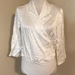 ZARA White Satin Effect Bodysuit with Crossover V-neckline. Photo 7