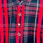 Tommy Hilfiger Red Navy Plaid Shirt mini collar Longsleeve cotton dress belt S Photo 2