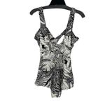 Azul Womens Tropical Ruched Front One Piece Swimsuit Black White Size 18 Photo 2