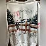 Boutique Winter Scene Ski Print Sweatshirt White Small Photo 5
