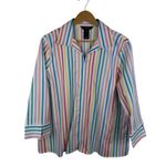Ali Miles Rainbow Striped Blouse Medium Multicolor Pastel Colorful Office Bright White Photo 1