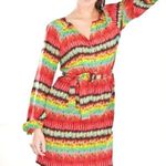 Nordstrom Presley Skye Silk Wrap Dress Women’s XL Belted Vibrant Rainbow Ikat Print Boho Photo 0