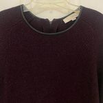 Loft Plum Sweater Dress in Deep Purple with Leather Trim Neckline Photo 3