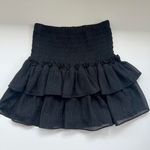 Impeccable Pig black shiny ruffle mini skirt, high waist, size small Photo 0