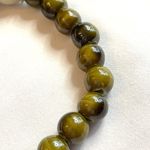 Olive Green Bracelet Silver Feather Charm Brown Turquoise Boho Ceramic Stretchy Photo 3